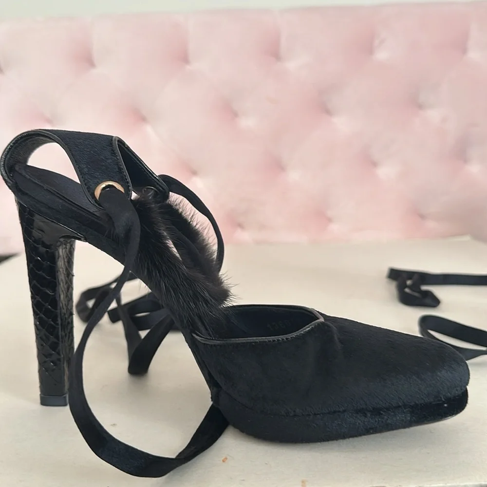 Tom Ford Gucci Mink Python Velvet Heels 7 NWT - Picture 7 of 15